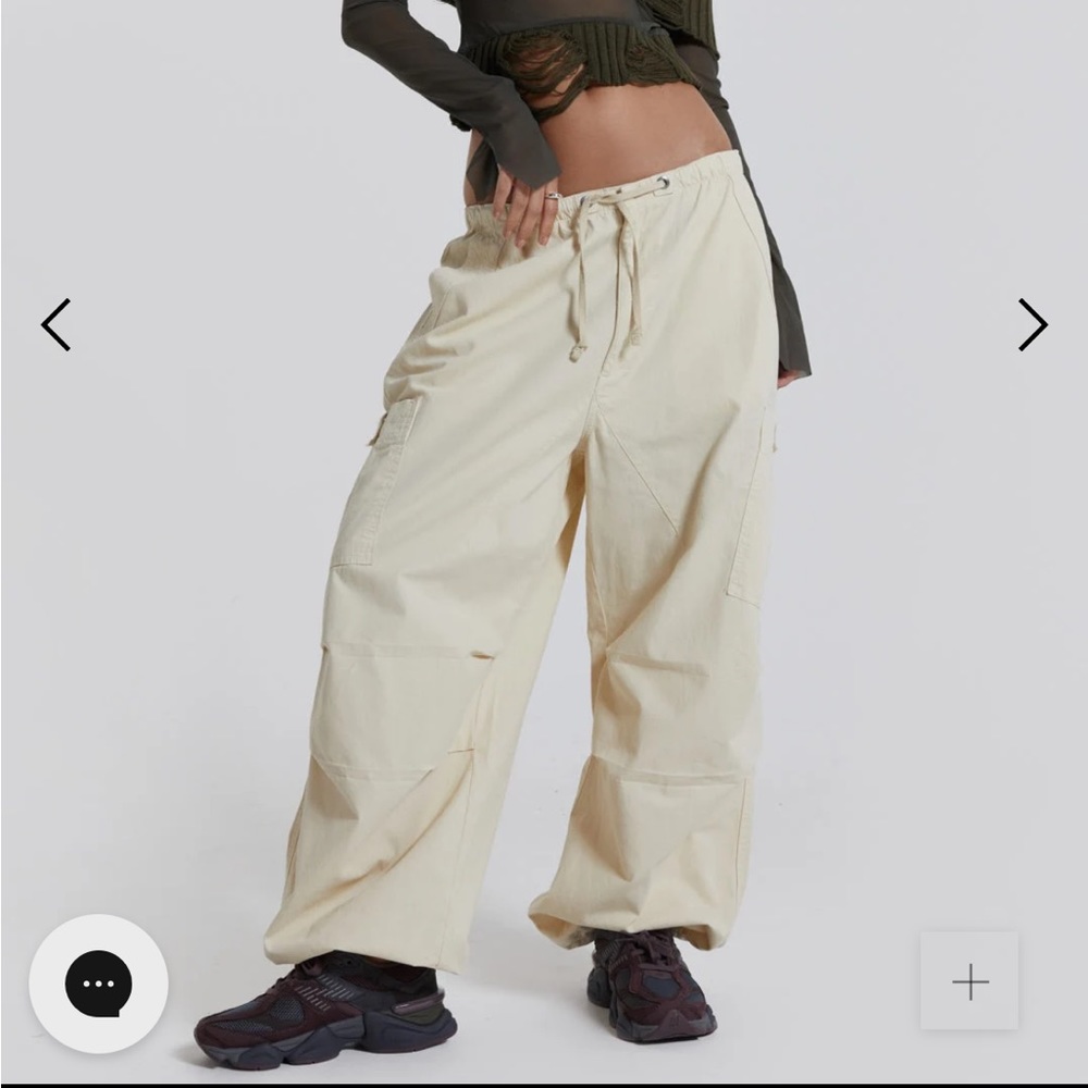 Jaded London Parachute Cargo Pants in Ecru